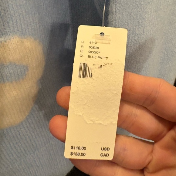 Anthropologie Maeve Crew-Neck Dog Icon Pullover Sweater Medium Light Blue Poodle - Picture 7 of 8